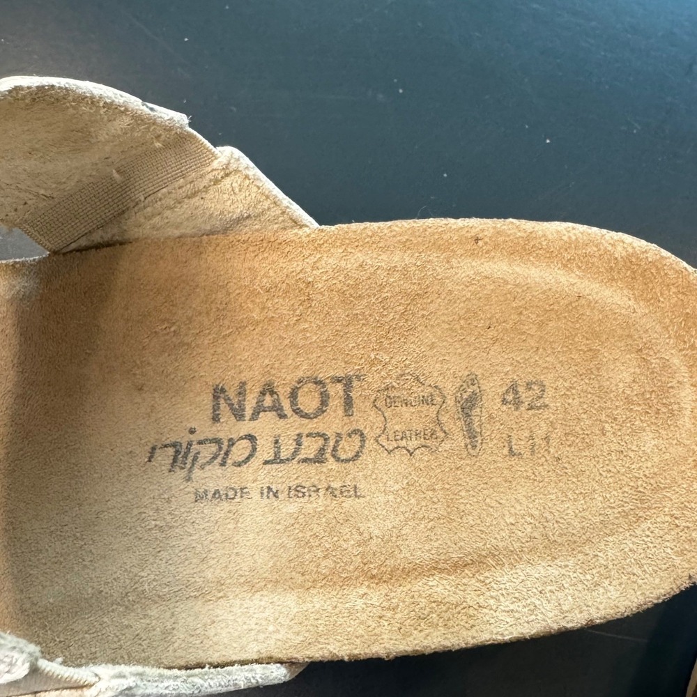 Naot Women 11 EU 42 Silver White Leather Wedge Slide Sandals Comfort L11 Israel - Picture 10 of 12